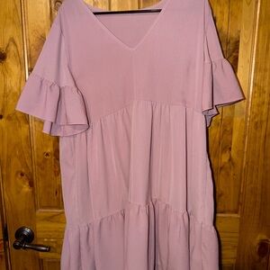 Pink Ruffle Sleeve Dress